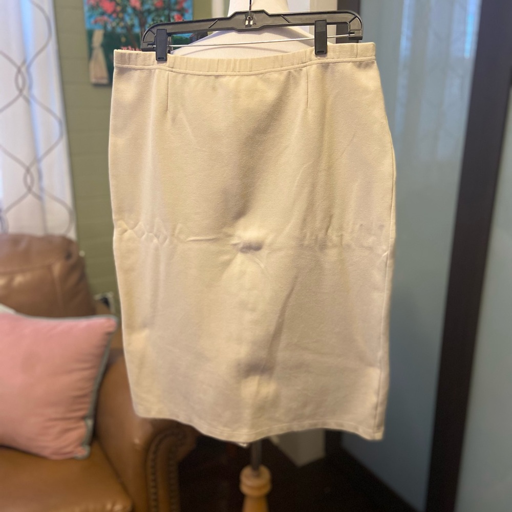 Cream Knee-Length Pencil Skirt